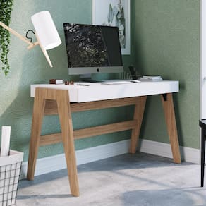 Escrivaninha Trend Home Office com 2 Gavetas - Hanover/Off White