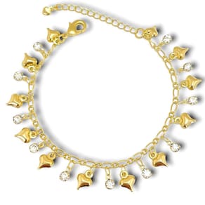Pulseira Coracao e Zirconia Banhada a Ouro 18k Semijoia