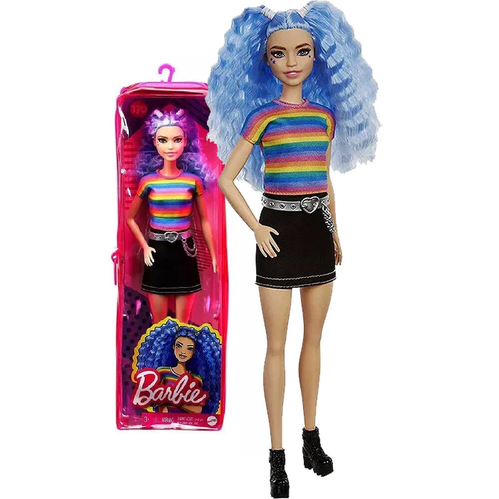 Boneca Barbie Fashionista 32cm De Bolsa E Cabelo Azul Mattel