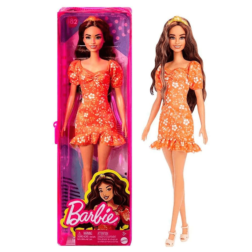 Boneca Barbie da Moda Vestido Rosa Floral Morena - Mattel 