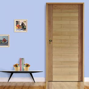Kit Porta de Madeira 210x82cm Batente 14cm Fechadura Taco de Golf Externa Roma Hale Esquadrias Cedro