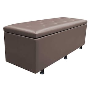 Calçadeira Baú Casal King 195cm Estofada Liz S05 Sintético Marrom - Mpozenato