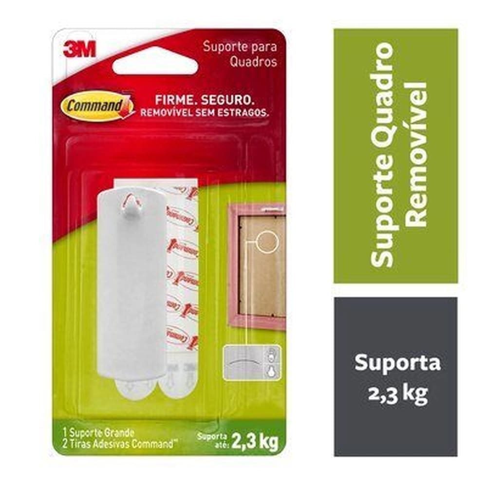 Kit 2 Gancho Suporte Plastico Para Quadros Command 3m 2,3kg
