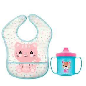 Kit Babador Impermeável Bolso Cata Migalhas e Copo de Treinamento Alças Buba Colorido