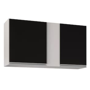 Armário Aéreo De Cozinha 100cm 2 Portas Indiana Branco/preto - Lumil Móveis