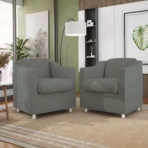 Kit 2 Poltronas Decorativas Tilla Consultório Recepção Sala Suede Cor:Cinza