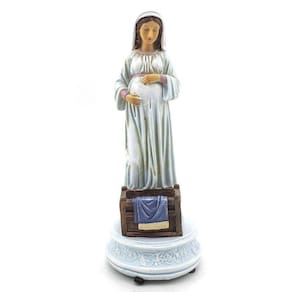 Imagem Nossa Senhora Grávida Musical Importada Resina 21 Cm