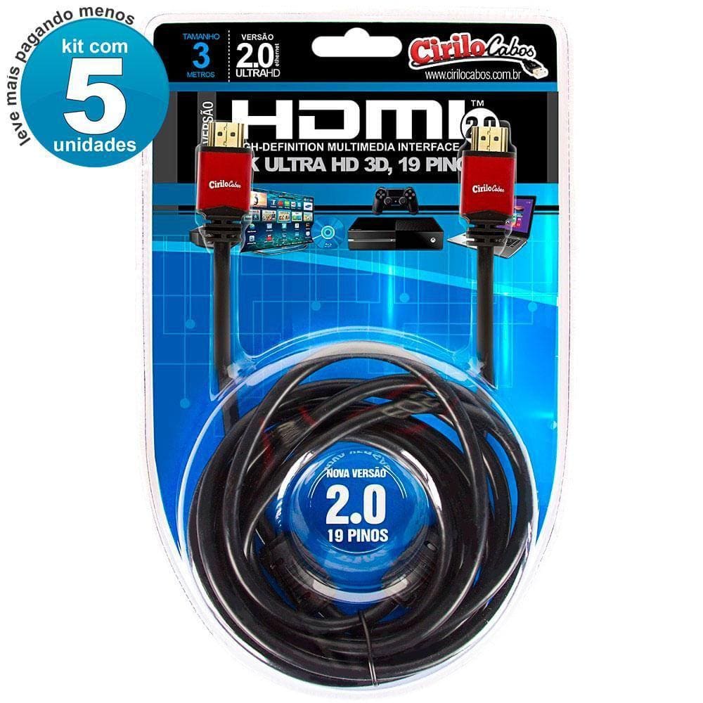 Cabos Hdmi 2.0 4K - 3 Mt Kit 5