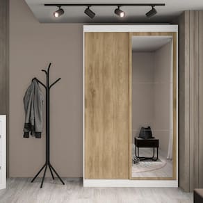Guarda Roupa Casal 2 Portas 2 Gav Espelho Branco Carraro Nivus