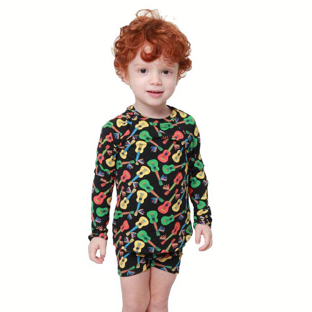 Conjunto Praia Infantil Violas Preto Pipa