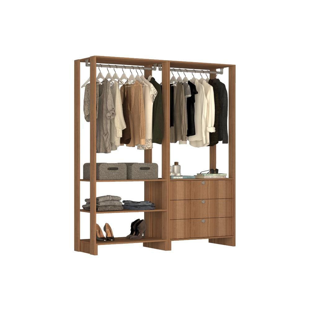 Estante Closet Yes com 3 Gavetas e 2 Cabideiros - Montana