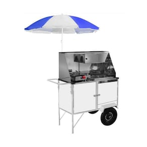 Carrinho Cachorro Quente e Lanche com Rodas Pneumáticas e Guarda Sol