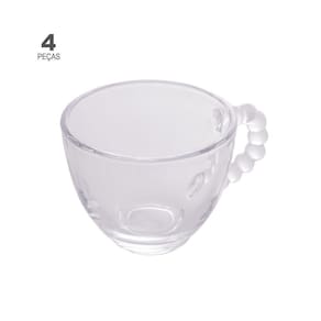 Jogo de 4 Xícaras para Café Wolff Pearl de Cristal 80ml