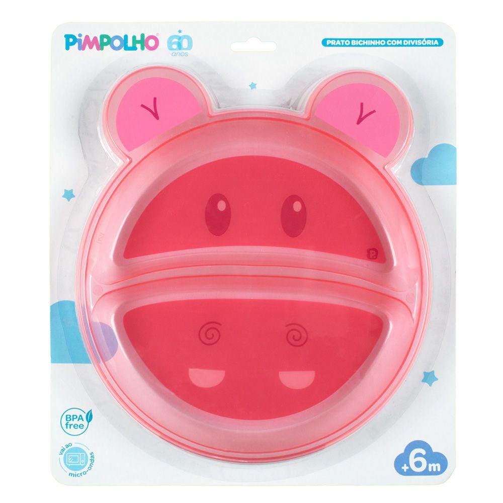 Prato Bichinho Pimpolho Com Divisória +6 Meses Azul E Rosa