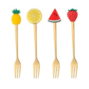 Conjunto de 4 Garfos Wolff Fruit de Aço Inox Dourado