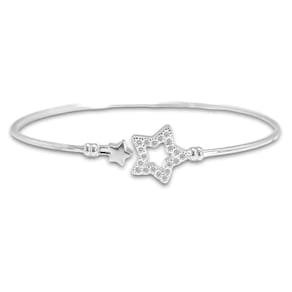 Bracelete de Encaixe Estrela com Zirconia Banhado a Prata Semijoia