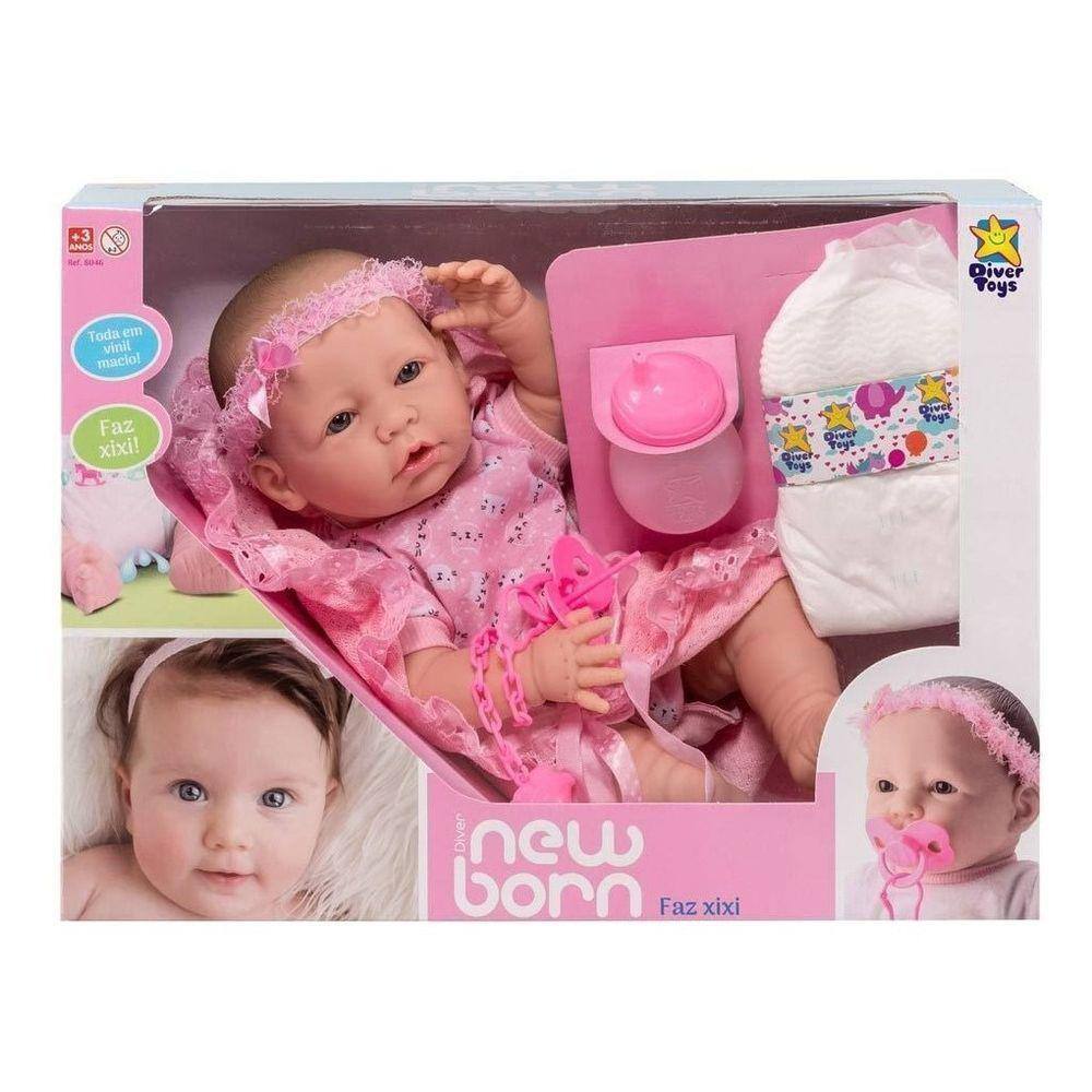 Boneca Bebê Reborn - New Born - Faz Xixi Divertoys Com Acessório 8046