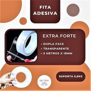 Fita Dupla Face Extra Forte Transparente 18mm X 5m Fixação