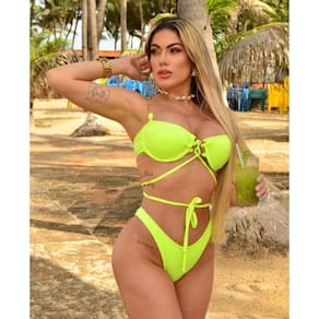 Biquini correntinha com bojo com calcinha fio dental