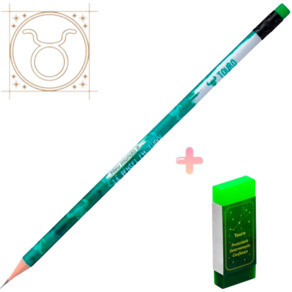 Kit de lápis preto grafite HB e Borracha Tris Signo Touro