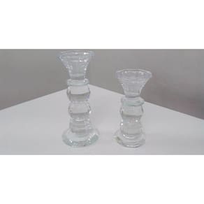 Par de Castiçais em Cristal Lapidado Bauer