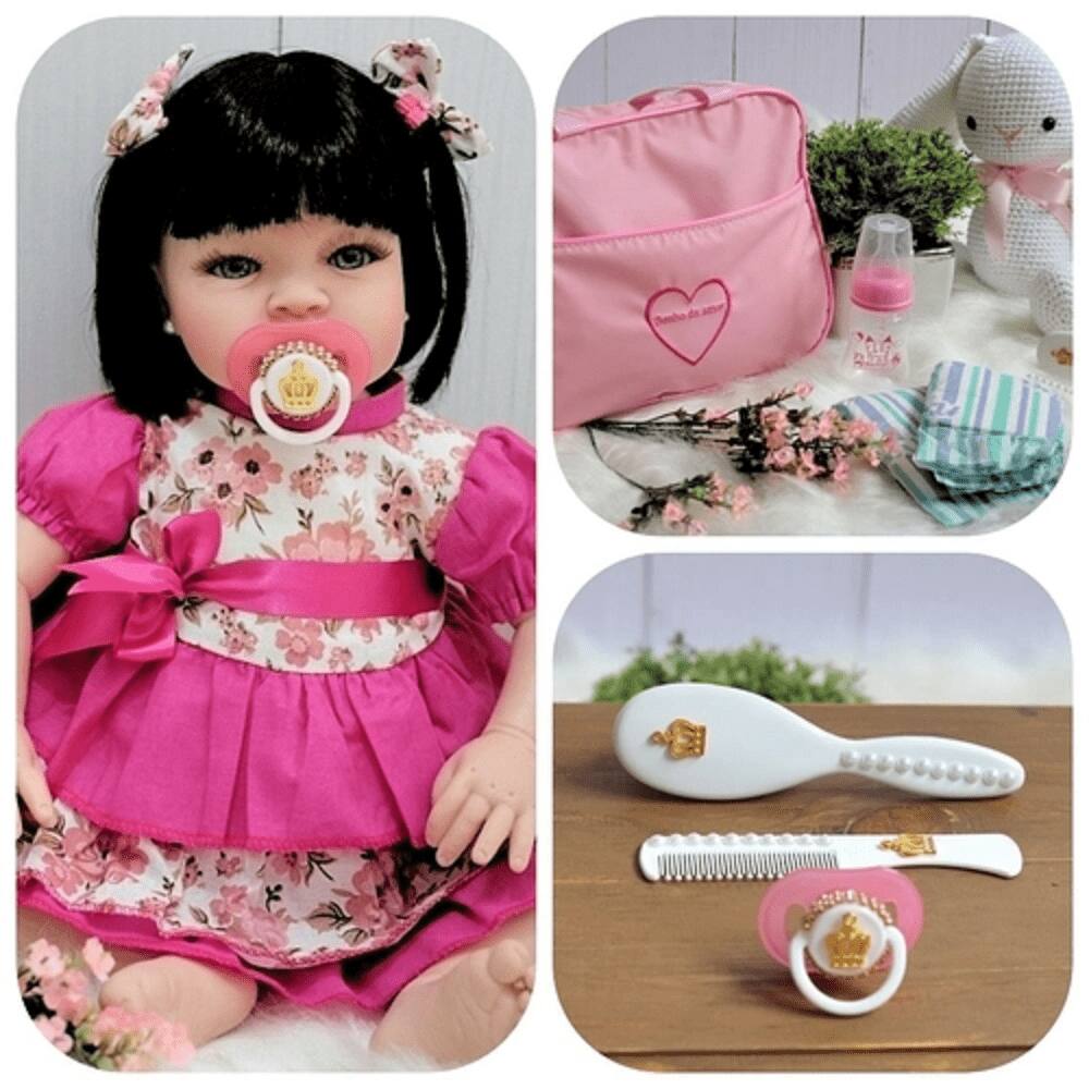 Boneca bebê reborn realista 42CM 1,8 kg rosa - baby brink no Shoptime