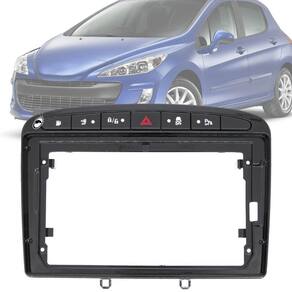 Moldura Painel 2 Din 9" Polegadas Peugeot 308 2007 até 2012 Black Piano