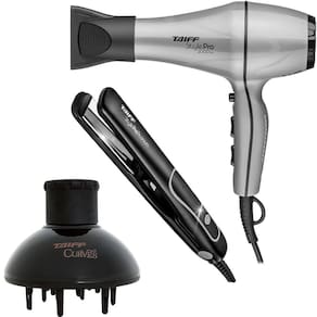 Kit Taiff Style Prata Pro - Secador 2000W 220V + Prancha Titanium 230ºc + Difusor De Ar Curves