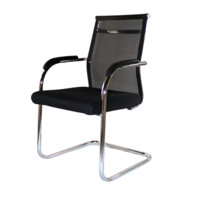 Cadeira Interlocutor Mesh Fixa Preta W-122