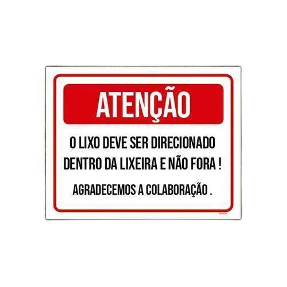 Kit 10 Placas Atenção Lixo Deve Direcionado Dentro Lixeira