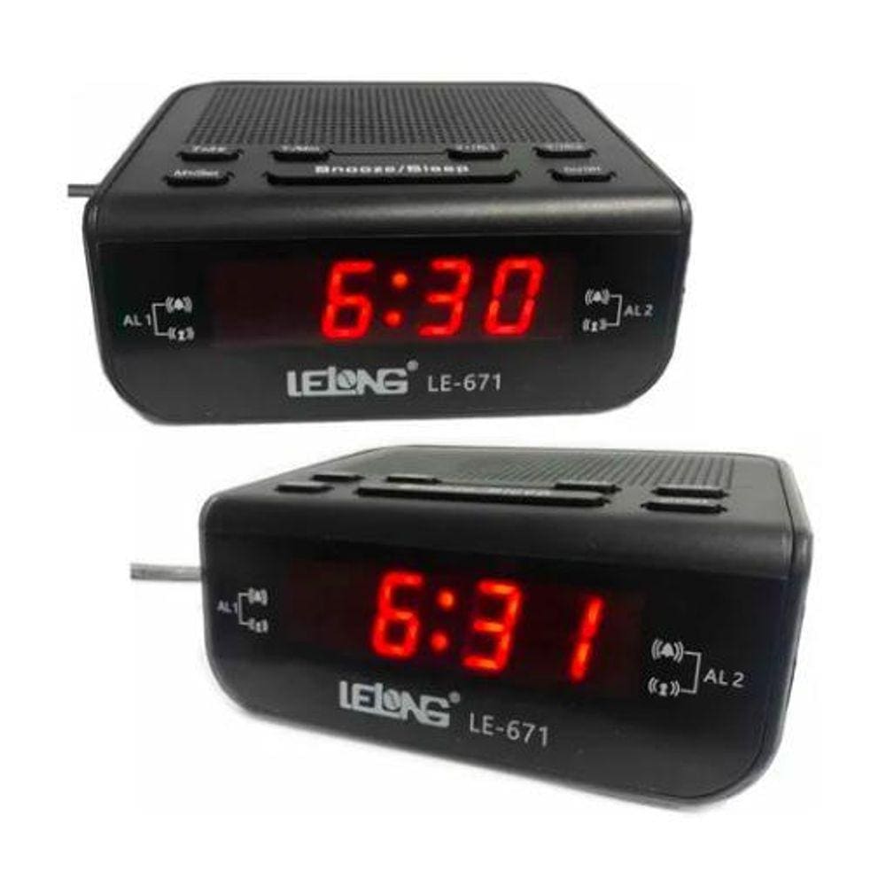 Relógio Despertador Digital De Mesa Rádio Am/Fm 671