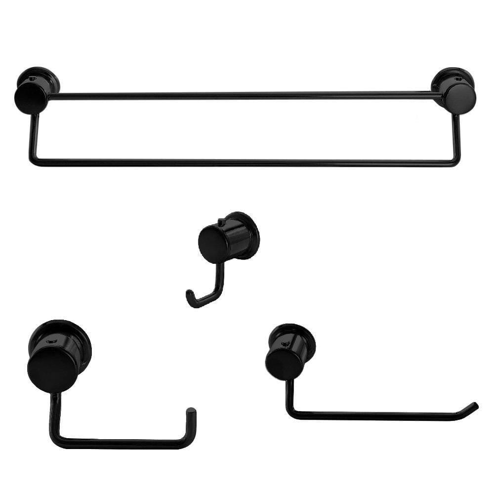 Kit Acessórios Banheiro Super Luxo 4 Peças Metal Preto Fosco
