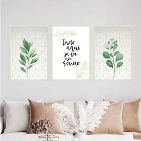 Kit 3 Quadros Tudo Já Foi Um Sonho 33X24Cm - Com Vidro