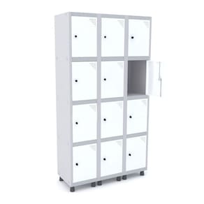 Roupeiro De Aço 3M 12 Portas Pitão Pandin - Cinza/Branco