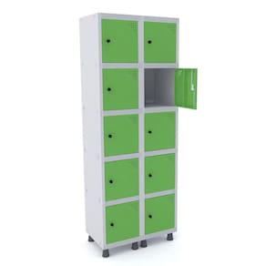 Roupeiro De Aço 2M 10 Portas Pitão Pandin - Cinza/Verde