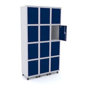 Roupeiro De Aço 3M 12 Portas Pitão Pandin - Cinza/Azul Del Rey