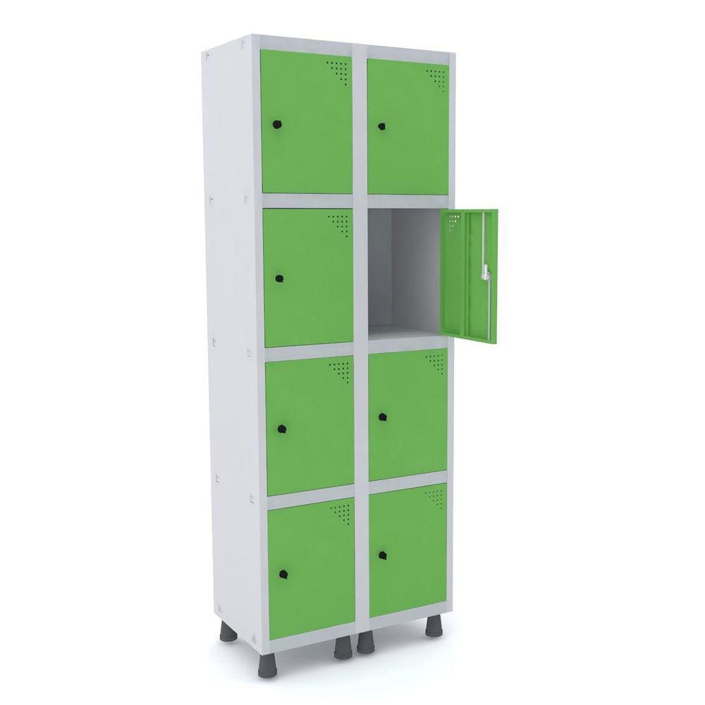 Roupeiro De Aço 2M 08 Portas Pitão Pandin - Cinza/Verde