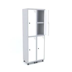Roupeiro De Aço 2M 04 Portas C/ Prat. Pitão Pandin - Cinza/Branco