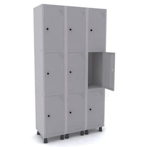 Roupeiro De Aço 3M 09 Portas Pitão Pandin - Cinza