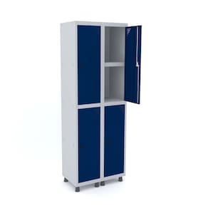 Roupeiro De Aço 2M 04 Portas C/ Prat. Pitão Pandin - Cinza/Azul Del Rey