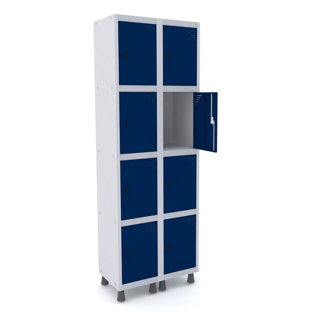 Roupeiro De Aço 2M 08 Portas Pitão Pandin - Cinza/Azul Del Rey
