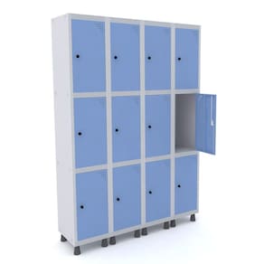 Roupeiro De Aço 4M 12 Portas Pitão Pandin - Cinza/Azul Dalí
