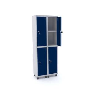 Roupeiro De Aço 2M 04 Portas C/ Prat. Fechadura Pandin - Cinza/Azul Del Rey