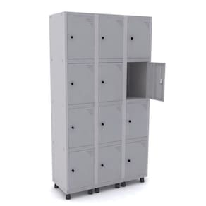 Roupeiro De Aço 3M 12 Portas Pitão Pandin - Cinza