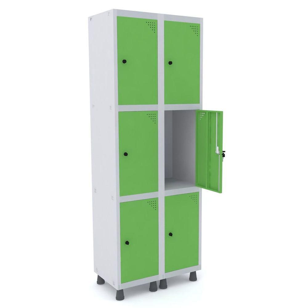 Roupeiro De Aço 2M 06 Portas Pitão Pandin - Cinza/Verde