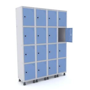 Roupeiro De Aço 4M 16 Portas Pitão Pandin - Cinza/Azul Dalí
