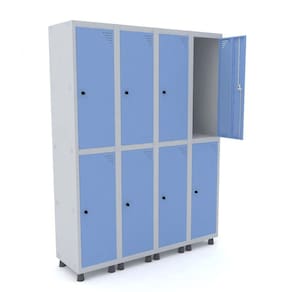 Roupeiro De Aço 4M 08 Portas Pitão Pandin - Cinza/Azul Dalí