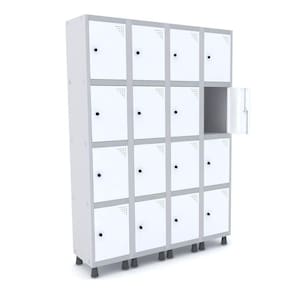 Roupeiro De Aço 4M 16 Portas Pitão Pandin - Cinza/Branco