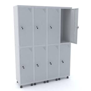Roupeiro De Aço 4M 08 Portas Fechadura Pandin - Cinza