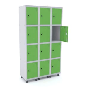 Roupeiro De Aço 3M 12 Portas Pitão Pandin - Cinza/Verde